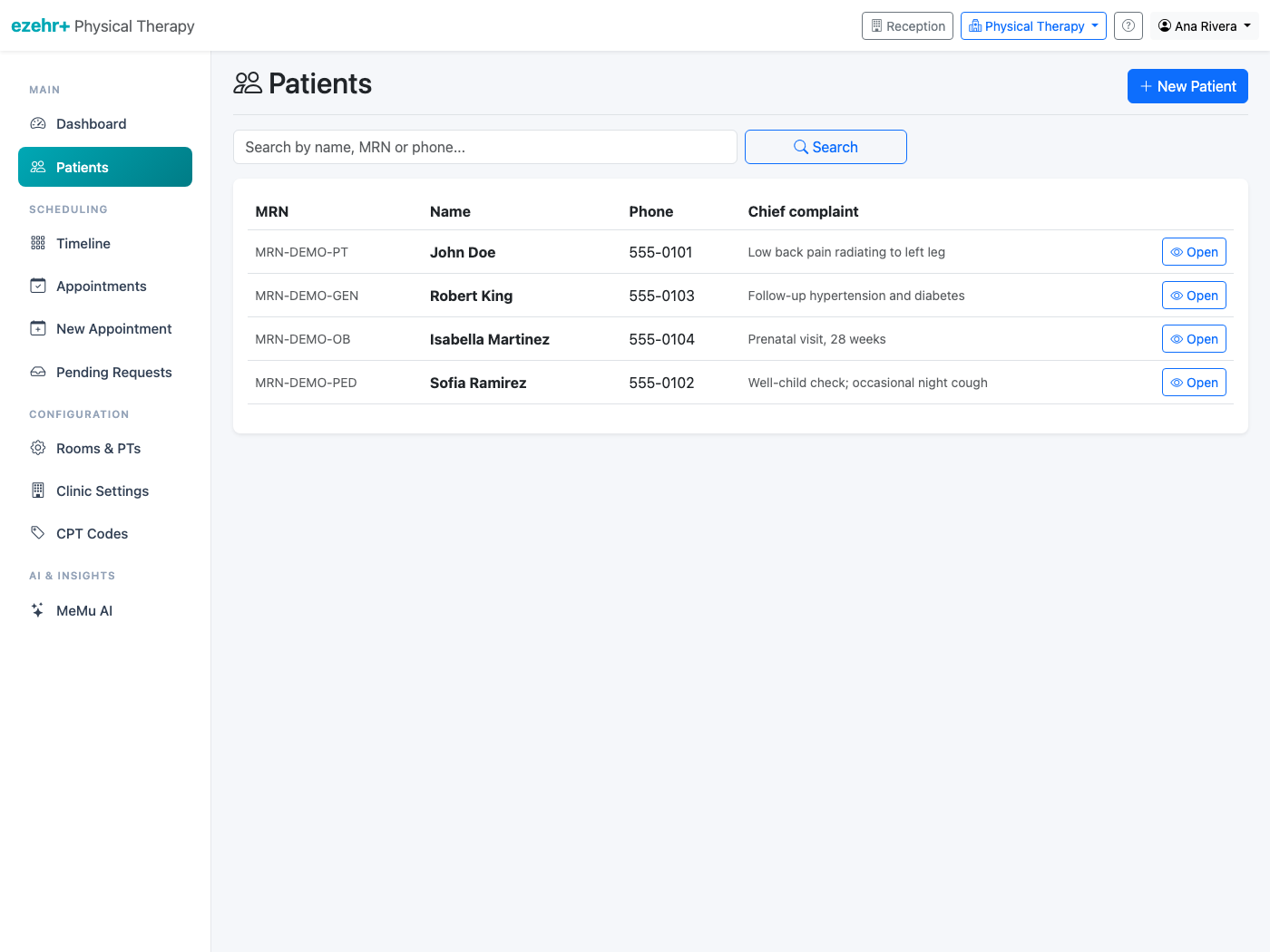 Patient roster — one person, known once