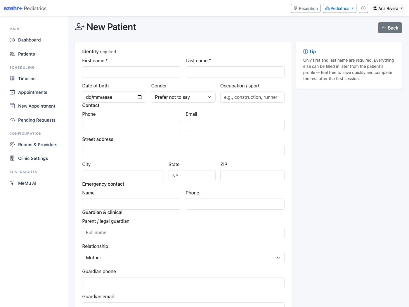 Pediatrics in ezehr+